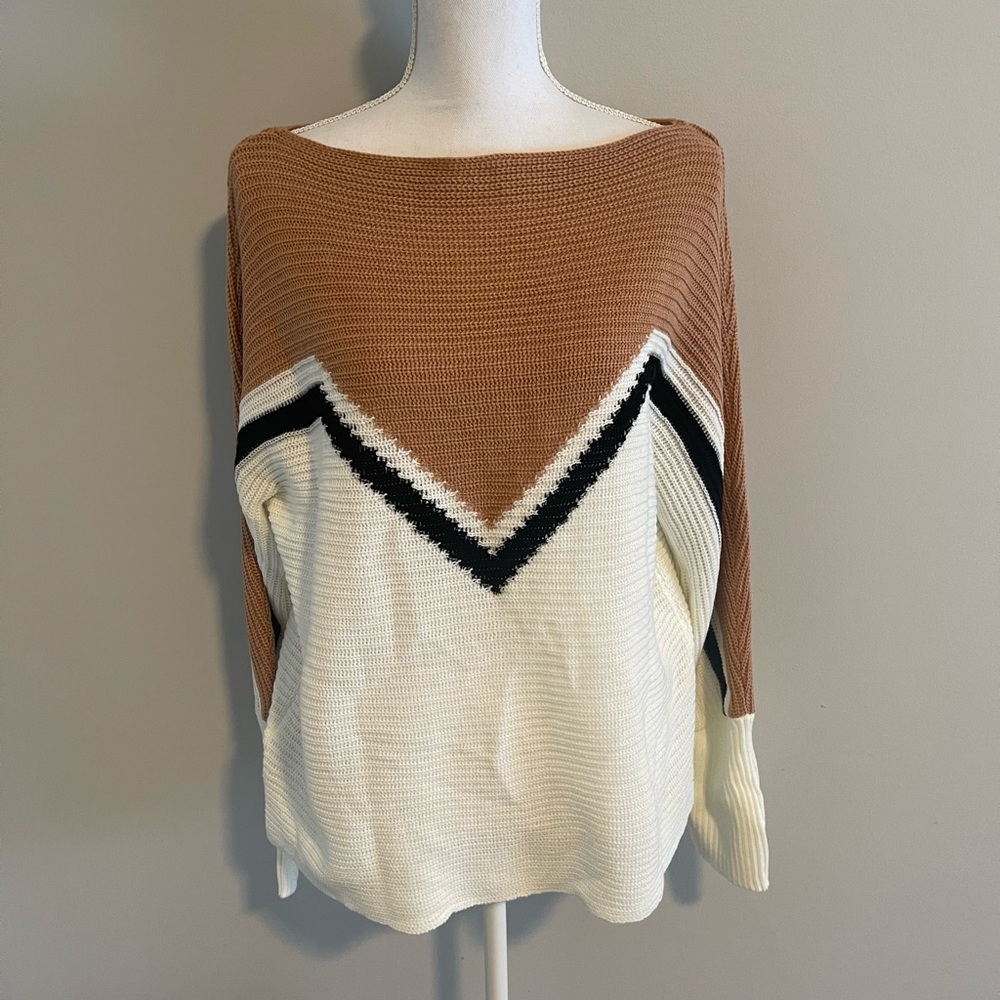 Stylish Women's Sweater - Brown, Black, and White